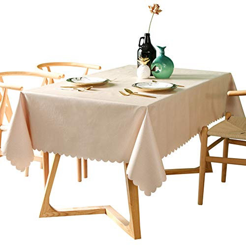 Naturer Wachstuch Tischdecke Wasserabweisend Wachstischdecke Gartentischdecke, Länge wählbar, Leinenoptik Beige 110cm x 110cm