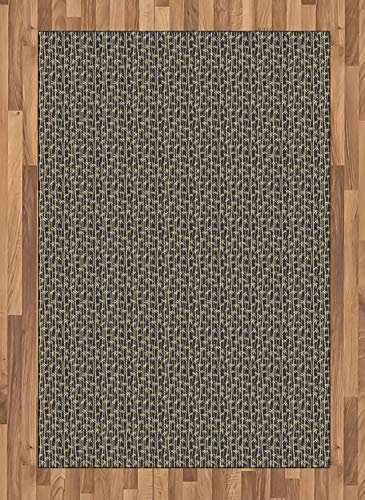 ABAKUHAUS Bambus Teppich, Simplistic Asian Laub, Deko-Teppich Digitaldruck, Färben mit langfristigen Halt, 120 x 180 cm, Beige und Grau Charcaol