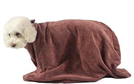 Harikaji Dog Bathrobe Towel,Microfiber Dog Bag,Bathrobe Absorbent Zipper for Puppy Small Medium Dogs(M)