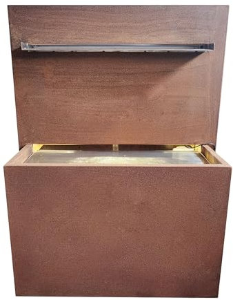 KÖHKO® bepflanzbarer Wasserfall-Brunnen mit LED-Beleuchtung Höhe 92 cm Wasserspiel aus Cortenstahl/Edelstahl 31007