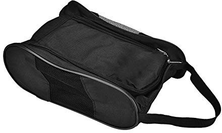 Sportschuh-Tasche, atmungsaktive Golfschuh-Nylontasche mit doppeltem Reißverschluss, tragbarer Griff, ausreichende Kapazität 2 Farbe Optional für die Aufbewahrung von Schuhen(Schwarz)