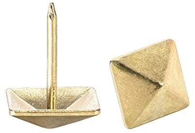 sourcing map Tapicería Clavos Tachuelas 12mm Cuadrado Cabeza 17mm Altura Antiguos Muebles Clavos Pasadores Dorado Tono 50 Piezas