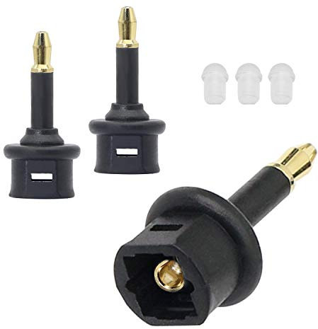 GELRHONR Toslink Mini adattatore da 3,5 mm, adattatore digitale femmina a jack maschio, accoppiatore audio in fibra ottica digitale, 3 pezzi