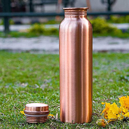 TreegoArt Kupferflasche für Wasser, 1000 ml, mattes Finish, schmutzdicht, auslaufsicher und fugenarm, Wasserflasche, 1 Stück