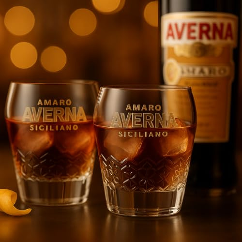 Mixcompany Averna Shotglas - 2er Set Glas neues Design/Tumbler mit Muster und 2cl Eichung