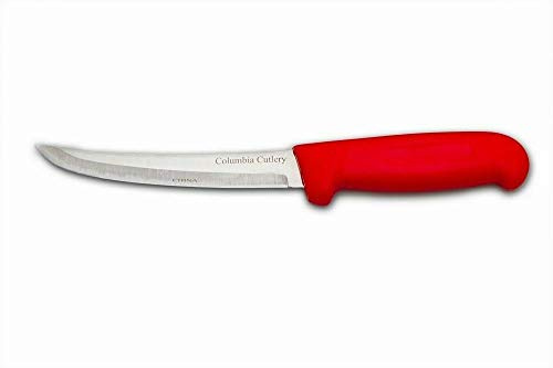Columbia Cutlery 6 in. Red Boning/Fillet Knife - Curved & Stiff (Single Boning Knife)