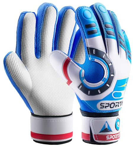 Sportout guanti da portiere per bambini,ragazzi e ragazze, guanti da allenamento con doppia protezione per il polso e materiale antiscivolo in lattice resistente allusura