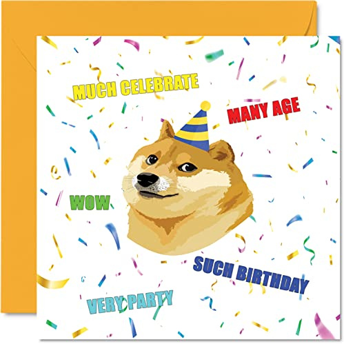 Stuff4 Lustige Geburtstagskarten Männer und Frauen, Doge Meme | Unhöfliche Geburtstagskarten Vater Bruder Schwester Sohn Tochter Oma Großvater 145 mm x 145 mm Grußkarten Witz Humor 30. 40