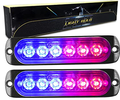 RIGIDON 2x 11cm barra luz led estroboscópica emergencia, rojo azul 12V 24V | sin interruptor, peligro, baliza, testigo de advertencia led, faros antiniebla, para tractor camión coche ATV 4x4 todoterreno