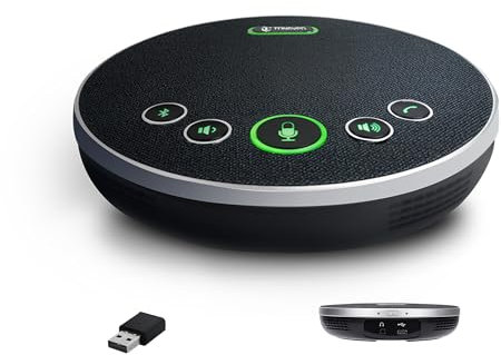 Conference Speaker and Microphone– TONGVEO Bluetooth Wireless USB C Speakerphone AI Noise Reduction, for Meeting Room Video Skype Call Home Office, 360º Loud and Clear Voice Pickup
