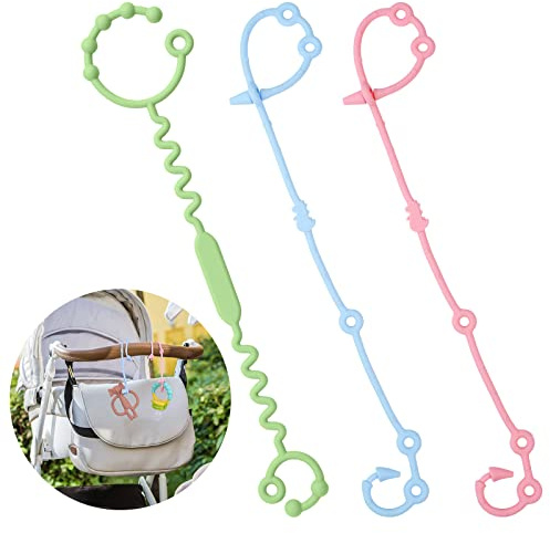 Vicloon Correa de Juguete para Bebé de Silicona, 3 Piezas Cuerda de Juguete para Cochecito de Niños de 18 Meses o Más, Baby Cup Catcher, Correa de Juguete para Tronas, Cochecitos, Sillas de Coche