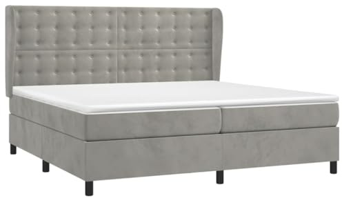 vidaXL Ramsäng med madrass ljusgrå 200x200 cm sammet