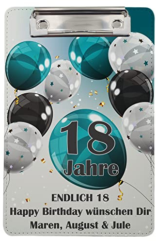Klemmbrett Gruß Luftballons Zahl und Wunschtext Geschenk Geburtstag Ruhestand