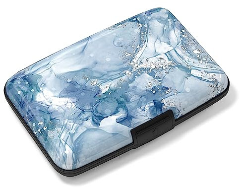 Rimilak Aluminuml Kreditkartenetui, Mini-Kreditkartenetui, RFID-blockierend, schlankes Metall-Hartschalenkoffer für Damen und Herren, Blau Mable, S, Kompakt