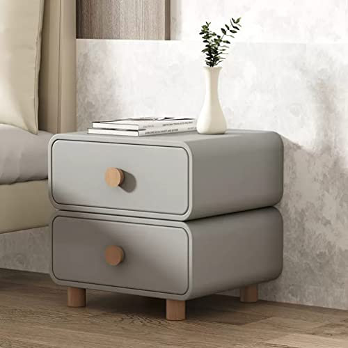 Leichter Luxus-Nachttisch aus Massivholz, Nachttisch aus Massivholz, Dielenschrank ohne Installation, einfache Linien, hochwertiges Leder-Finish, extra großer Stauraum (Farbe : Braun)
