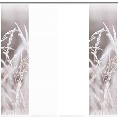VISION S 84186 | Gordo Schiebegardine, halbtransparent, Bambus-Optik 260x60 cm, Farbe:Natur, Größe:260 x 60 cm, Anzahl:4er Set (2X Bedruckt. 2X Uni)