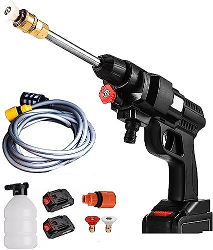 21 SHOP® Idropulitrice ad Alta Pressione,48V Spruzzatore CON 2 Batterie 5600mA con Tubo 5 metri per la Pulizia di Auto/Recinzioni/Giardino/Patio/Piscina