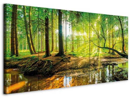 B&D XXL - Akustikbild Akustikplatten Landschaft, 100x40 cm, 5-teilig, Büro | Verbessert Raumakustik, reduziert Hall, ideal fürs Büro oder Wohnzimmer, hochwertige Verarbeitung, schnelle Montage, stilvoll