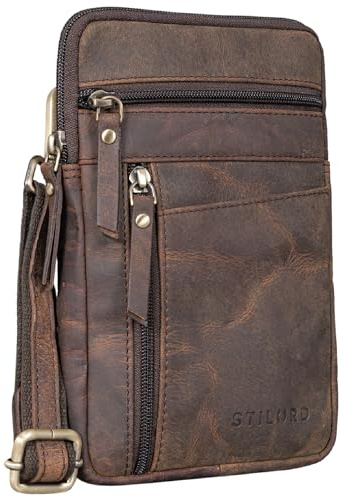 STILORD Brooks Leder Brustbeutel Gürteltasche Handytasche zum Umhängen Kleine Brusttasche für Handy Pass Reisebörse Crossbody Bag Vintage für Damen und Herren Farbe:Colorado - braun