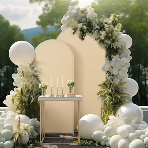 Creperture Toile de Fond pour Arche de Mariage, 1 x 2 m Toile de Fond Ronde en Tissu pour Studio Photo Décoration pour Fête d'anniversaire, Cérémonie de Mariage, Tonnelles de Jardin,Champagne