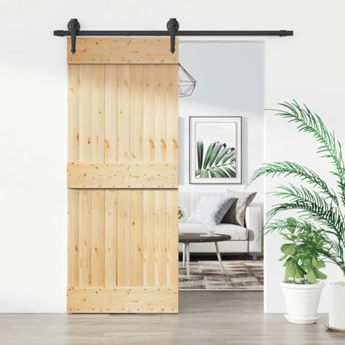 Festnight Schiebetür Holz Schiebetür mit Beschlag Schiebetürsystem Schiebetüren Komplettset Holz Schiebetür Komplettset mit Tür Holztür Holzschiebetür Komplettset 85x210 cm-Typ 7