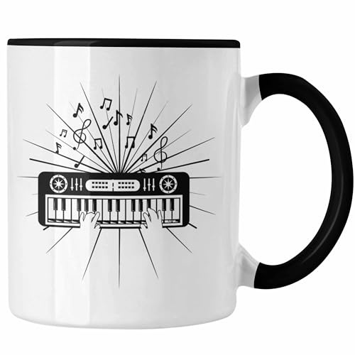 Trendation - Keyboard Spieler Tasse Geschenk für Keyboarder Musiker Band Geschenkidee Kaffee-Becher (Schwarz)