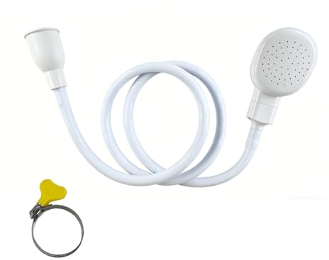 PCTC 1m/3.28ft Portable Sink Tap Shower Attachment Head Hose Spray Sink Rubber Handheld Shower Head for Bath Taps with an Adjustable Stainless Steelworm Gear Hose Clamps