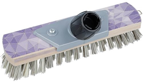 EUROHOME Schrubber mit Mosaikmotiv - Reinigungsbürste mit dichten braunen Borsten - Scheuerbesen 26 cm für perfekte Ergebnisse beim Schrubben - Bürste mit Gewindeadapter zur einfachen Verbindung