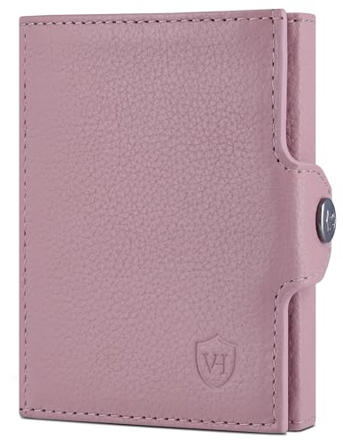 VON HEESEN Slim Wallet mit Münzfach & RFID-Schutz - Mini Geldbörse Herren & Damen - Kartenetui Kreditkartenetui - Portmonee Geldbeutel Portemonnaie klein Lavendel