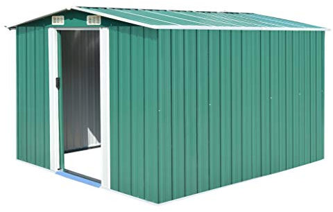 ARKEM Abri de Jardin 257x298x178 cm Métal Vert,Abris De Jardin,Abri De Stockage pour Jardin,Abri D'Outils De Jardin