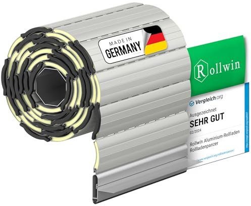 Rollwin ROLLADEN ALU Maxi 52 Hellgrau Winkelendleiste Rolladenpanzer Aluminium Lamelle mit Rollladendämmung Rollladenfenster Rollladen DEUTSCHE Produktion zum Einbauen Hier Konfigurieren »»
