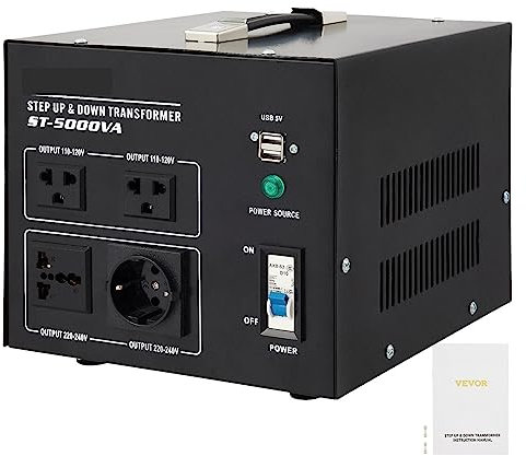 5000W Step Up Down Transformer Voltage Converter 1000W 2000W 3000W with 4 AC Outlets & USB Jack for Electrical Appliances - 4500W Model