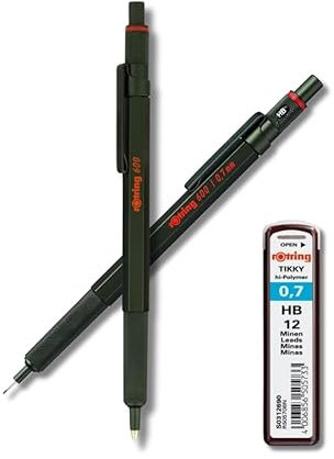 rOtring 600 Druckbleistift & Kugelschreiber Set | + 3 x 12 0,7 mm HB Minen | Mittlere Spitze | Grüner Schaft