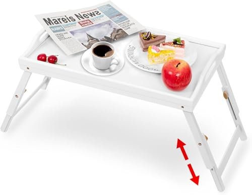 Mayyol Plateau de petit-déjeuner pour manger – Table surélevée réglable en hauteur – Plateau de service en bambou sur canapé – Plateau de collation portable avec pieds pliants idéal pour la chambre à