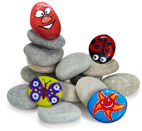YKUKIZEE 30Pcs Painting Pebble 3-5 cm Rock Painting River Stone Smooth Flat | for Crafting, Arts, Garden Decoration, Aquariums, Decorating Flower Pots, Natural
