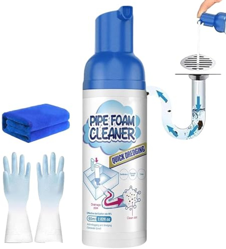 Pulitore per scarichi – Pulitore per intasamento, soluzione per rimuovere intasamenti, strumento per la pulizia della pipeline in schiuma per gasdotti da cucina, strumento di pulizia veloce, 3,6 x 3,6