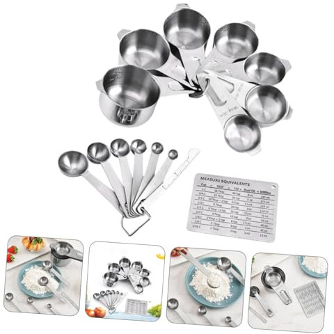 MAGICLULU 15piezas Cucharas y Tazas Medidoras Inoxidable Juego De Unidades Mango Elegante y Resistente
