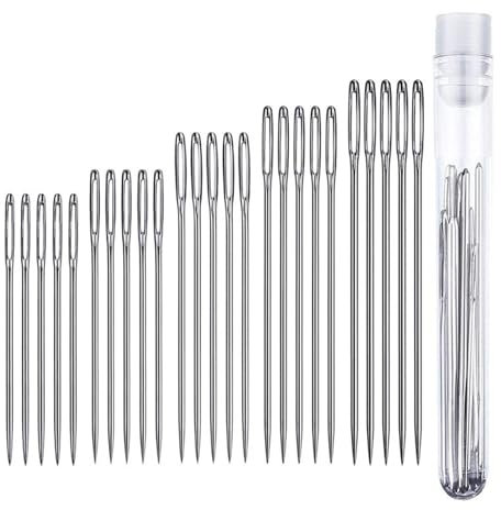 25 Stück Stopfnadeln Mit Großem öhr,Sticknadeln Nähnadeln Großes Stumpfe Vernähnadel Wollnadeln für Vernähen Wolle Zum Spitze,Leder Handwerk 4,2cm 4,6cm 5,2cm 5,6cm 6,0cm Wollnadel Stricken Sticknadel