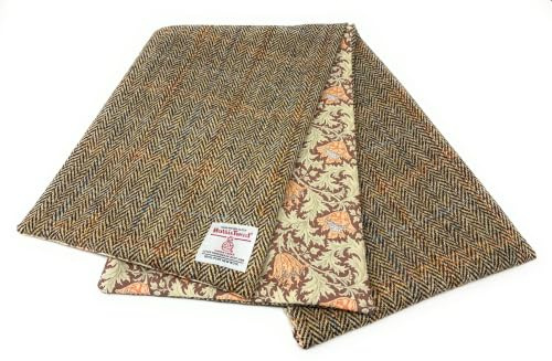 Harris Tweed Traditional Brown Herringbone Cotton Lined Scarf