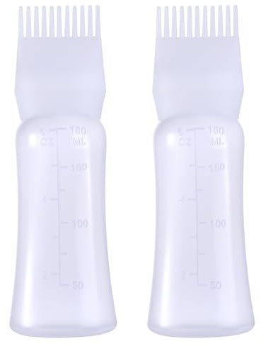 Root Comb Applicator Bottles 180ml Hair Oil Applicator Dye Bottle Tools | Plastic Hair Oiler Comb Bottle 2 Pack Squeeze Hair Oil Applicator for Hair Dye, Scalp