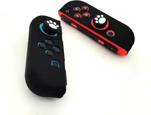 M Menbis Narwhalss Silikonhülle für Switch Joy Con (1 Paar, L/R) – Rutschfeste Schutzhülle mit Daumenstick-Kappen, stoßdämpfend und kratzfest (Schwarz (mit Daumengriffe)