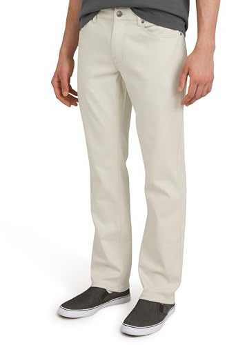 Quiksilver Men's 5 Pocket Straight Fit Stretch Waist Casual Chino Pants, Silver Birch, 32W x 30L