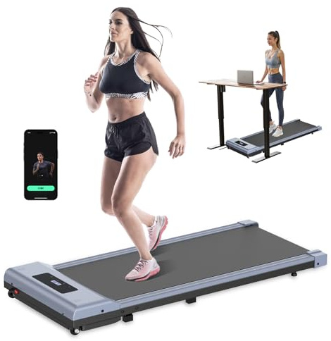 Tapis de Course Portable et de Bureau Jusqu'à 6 km/h avec Écran LCD, Appareil de Marche et de Jogging avec Télécommande et Application - 120 kg
