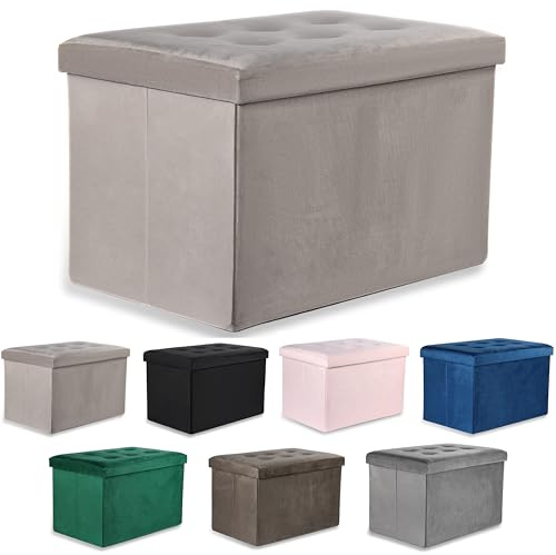Komodee Ravello XL Sitzhocker mit Knöpfen - 60x38x38cm Samt beige