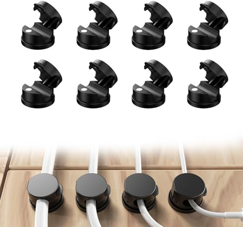 Lot de 8 supports de câbles magnétiques auto-adhésifs pour câbles de charge - Support de câble réglable - Organisateur de câbles - Clip de câble pour câbles audio, câbles de charge, USB, table de