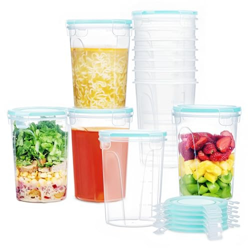 Vtopmart Soup Containers for freezing, Airtight Deli Containers with Lids - (32OZ) - [12 Pack] -BPA Free, Leakproof Plastic Food Storage for Meal Prep, Freezer, Microwave & Dishwasher Safe