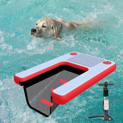 Pool Ramp for Dogs, Dog Ramp, Pool Dog Boat Ramp, Floating Dock Ladder for Pool, Boat, Lakes, Non-Slip EVA Swimming Ladder for Dogs up to 100 kg (Red, 150 x 100 x 10 cm, 1)