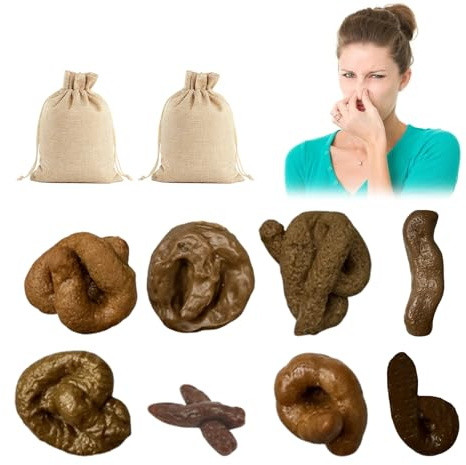 deegbbyi 8 Piezas Caca Falsa, Realista Caca Falsa, Poop de Broma, Artículo de Broma Poop de Perro, con 2 Bolsas de Tela Beige, Adecuado para la Fiesta de Halloween del Día de los Inocentes