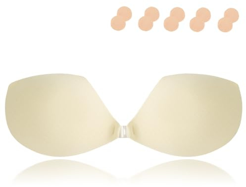 LEYBDER Stick On Bra for Women, Invisible Sticky Strapless Backless Push Up Bra with Adhesive Push up Bra, Reusable Silicone Adhesive Bra, No Slip Lift Support, Skin-Friendly Breathable Design