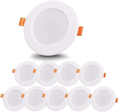 Bonnov LED-Einbaustrahler, 8 W, Deckeneinbauleuchte, wasserdicht, 800 lm, 3000 K, Warmweiß, IP44, extra flach, ideal für Badezimmer, Küche, Wohnzimmer, Flur (10 Stück)